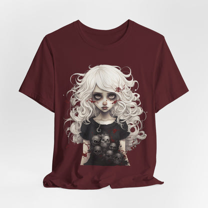 Creepy Doll Halloween Unisex Jersey Short Sleeve Tee