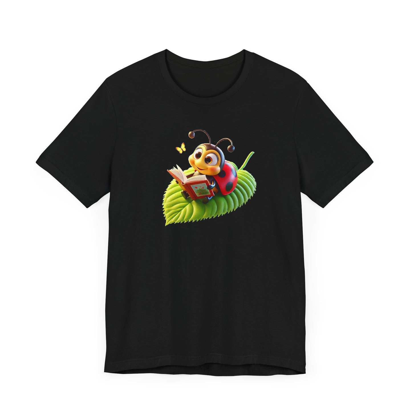 Reading Ladybug  Unisex Jersey Tee - Cute Insect Graphic Tee for Nature Lovers