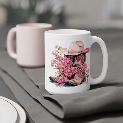 Cowgirl Breast Cancer Awareness Motivational Ceramic Mugs (11oz\15oz\20oz)