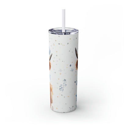 Christmas Cow  Skinny Tumbler with Straw, 20oz