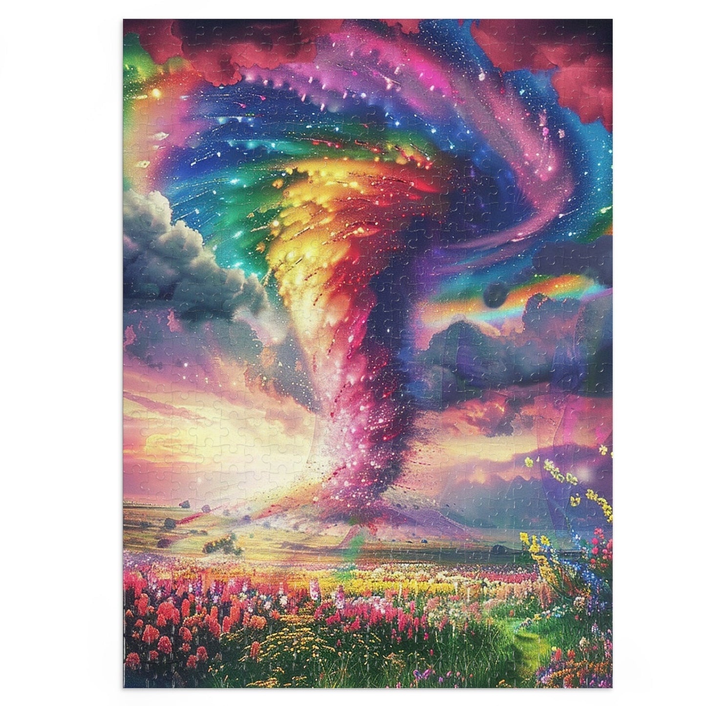 Rainbow Colored Tornado  Jigsaw Puzzle (30, 110, 252, 500,1000-Piece)