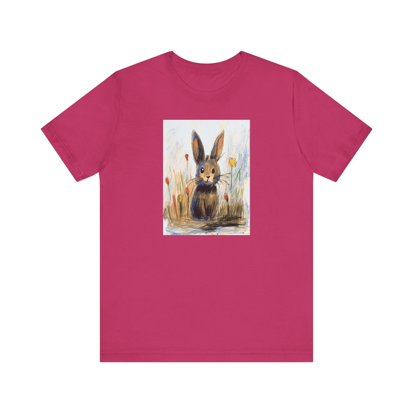 Child's Drawing of a Bunny Rabbit   Unisex Jersey Short Sleeve Tee