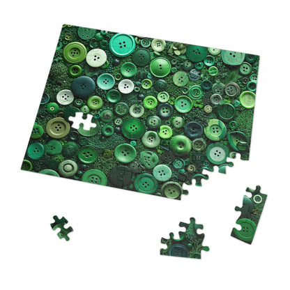 Green Buttons Laying in the Grass Jigsaw Puzzle (30, 110, 252, 500,1000-Piece)