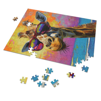 Beach Loving Giraffe Wearing Her Shades Jigsaw Puzzle (30, 110, 252, 500,1000-Piece)