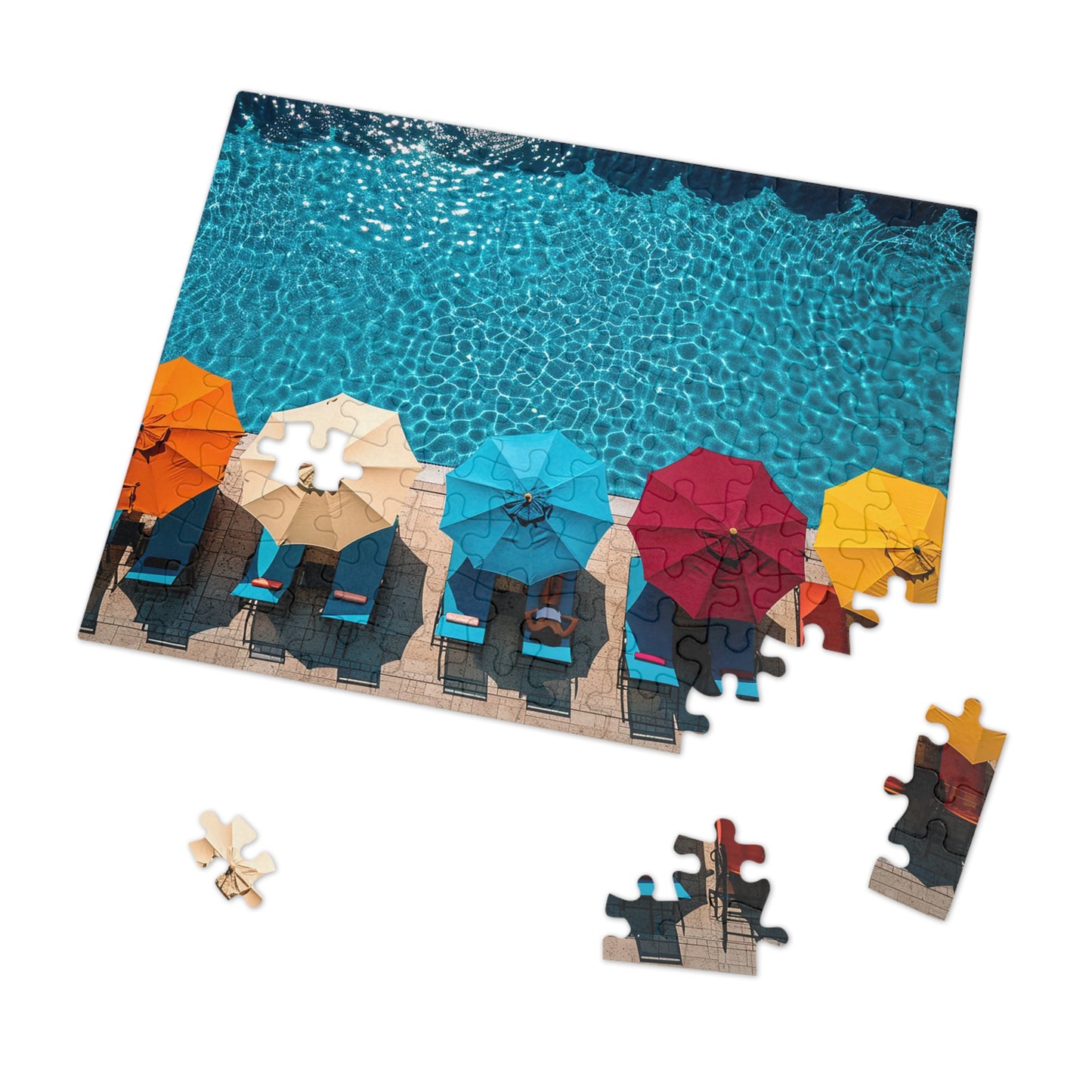 Pool Side Umbrellas Jigsaw Puzzle (30, 110, 252, 500,1000-Piece)