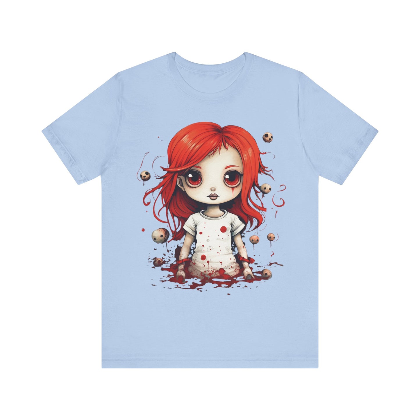 Pretty Creepy Doll Halloween Unisex Jersey Short Sleeve Tee