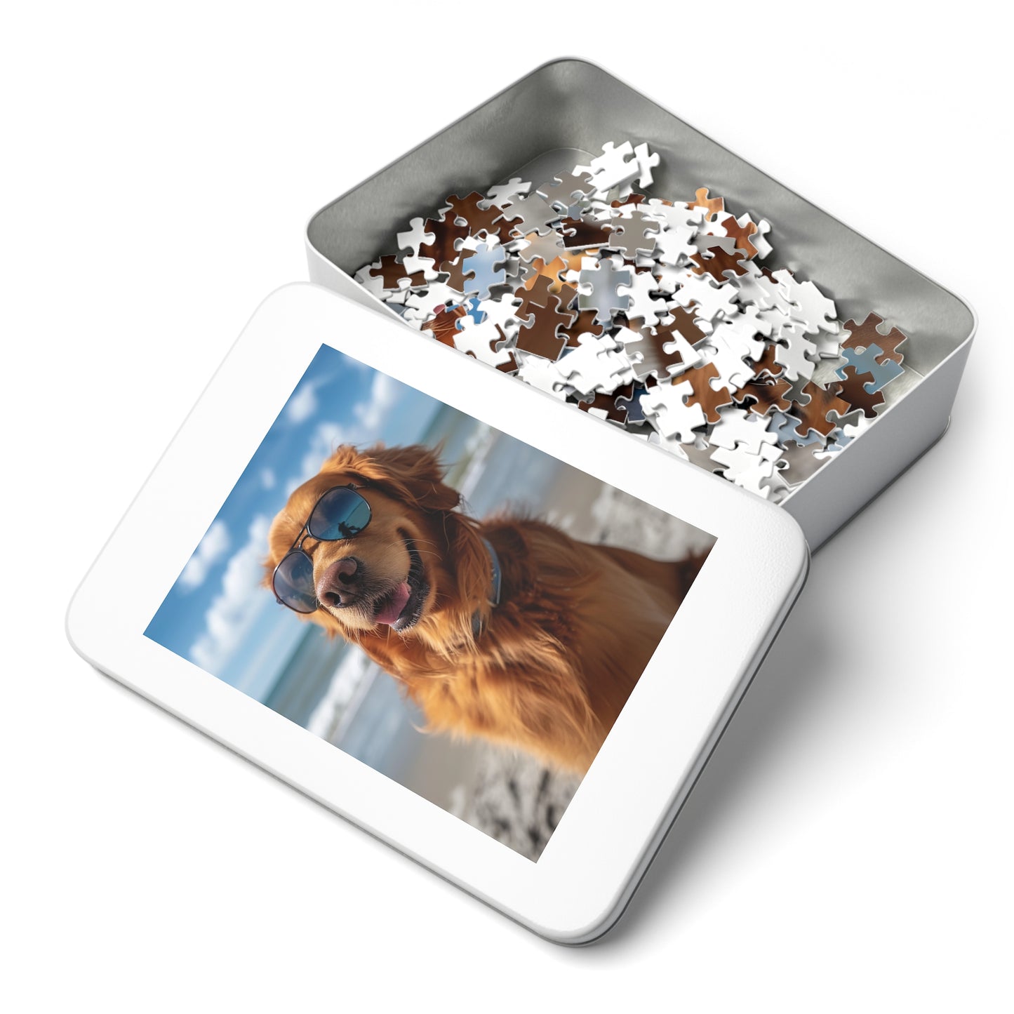 Golden Retriever Sunny at the Beach  Jigsaw Puzzle (30, 110, 252, 500,1000-Piece)