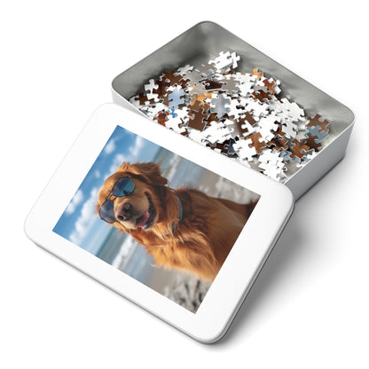 Golden Retriever Sunny at the Beach  Jigsaw Puzzle (30, 110, 252, 500,1000-Piece)