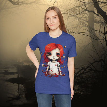 Pretty Creepy Doll Halloween Unisex Jersey Short Sleeve Tee