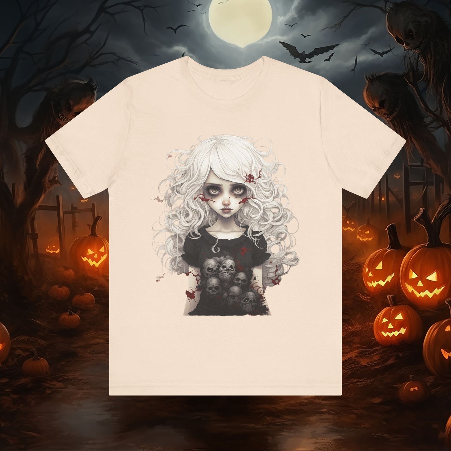Creepy Doll Halloween Unisex Jersey Short Sleeve Tee