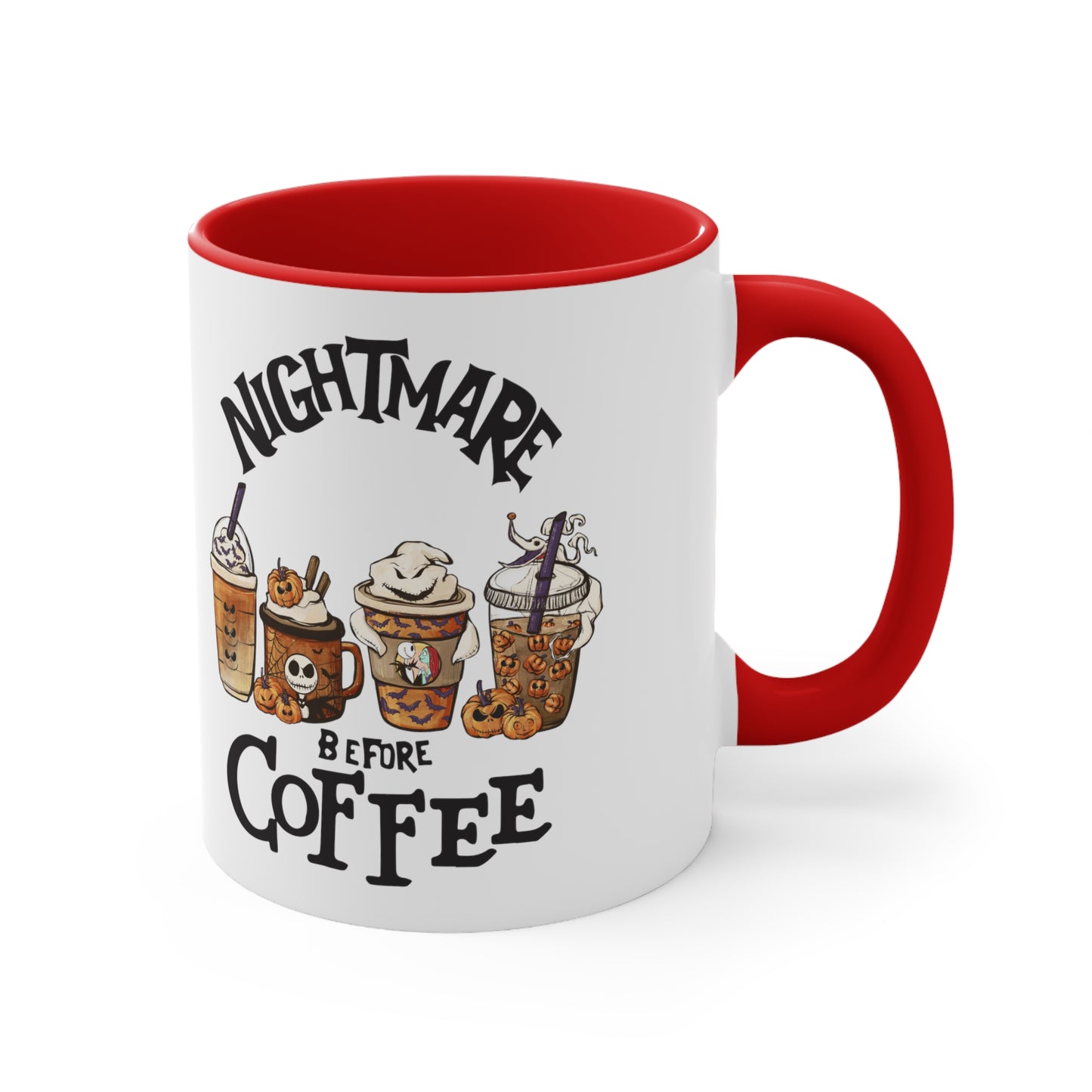 Nightmare Before Coffee Color Accent Coffee Mug, Coffee Lovers Coffee Cup