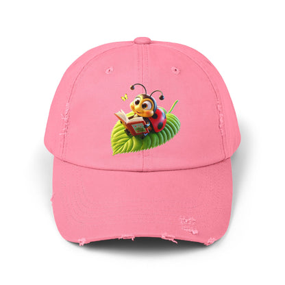 The Ladybug Reading Her Book   Distressed Cap - Unisex