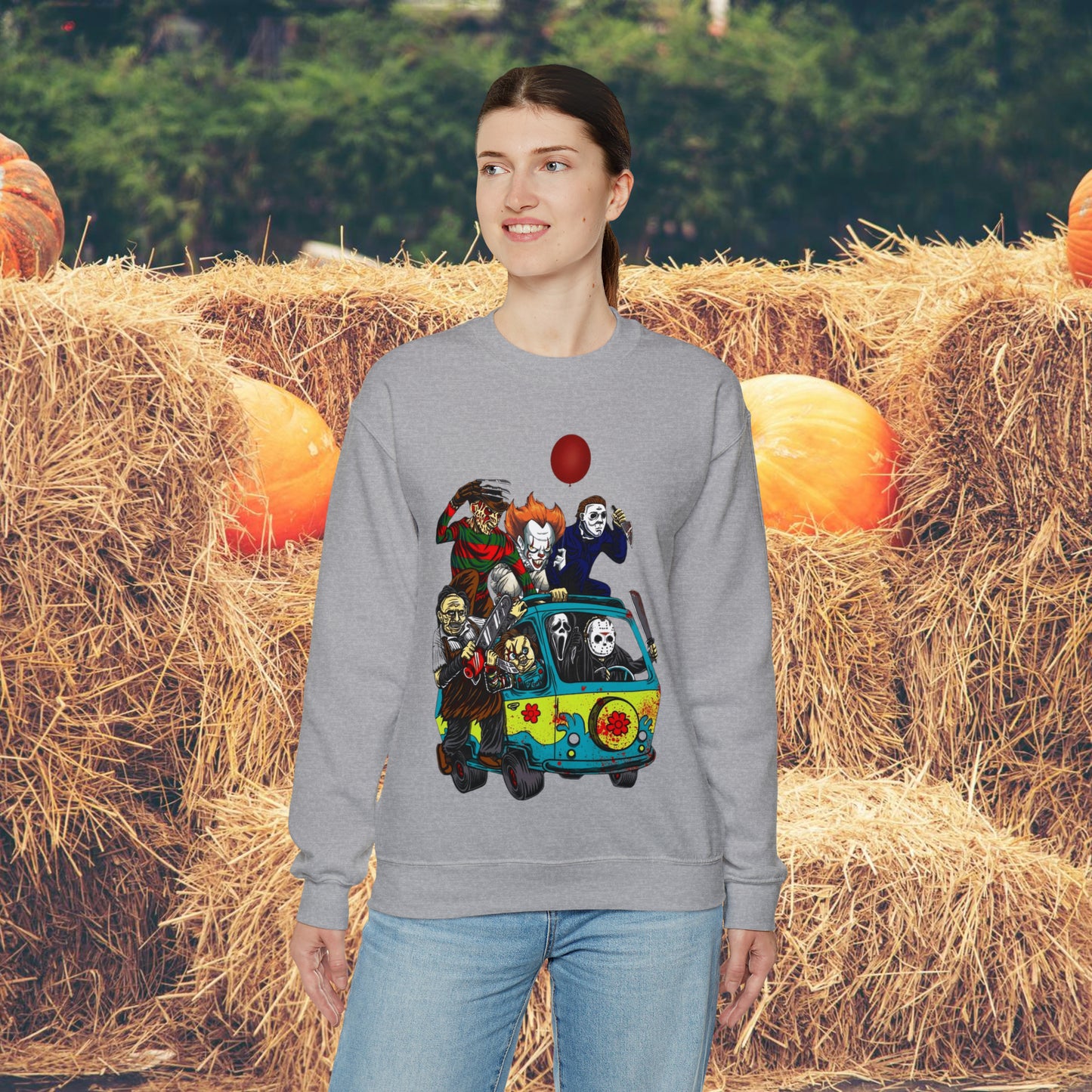 Mystery Machine Horror Friends Halloween Unisex Heavy Blend™ Crewneck Sweatshirt