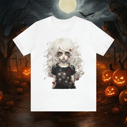 Creepy Doll Halloween Unisex Jersey Short Sleeve Tee