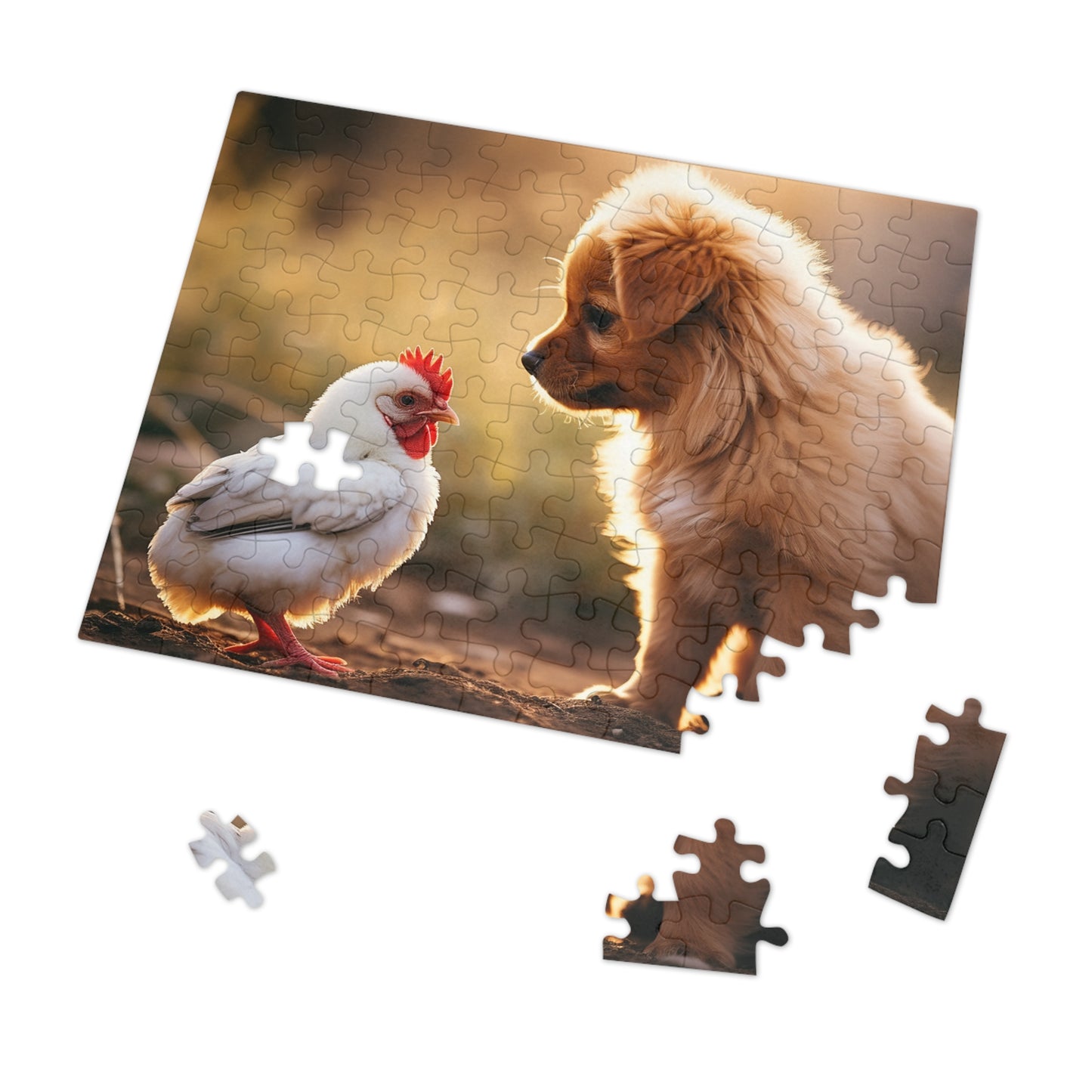 Baby Rooster and Puppy Jigsaw Puzzle (30, 110, 252, 500,1000-Piece)