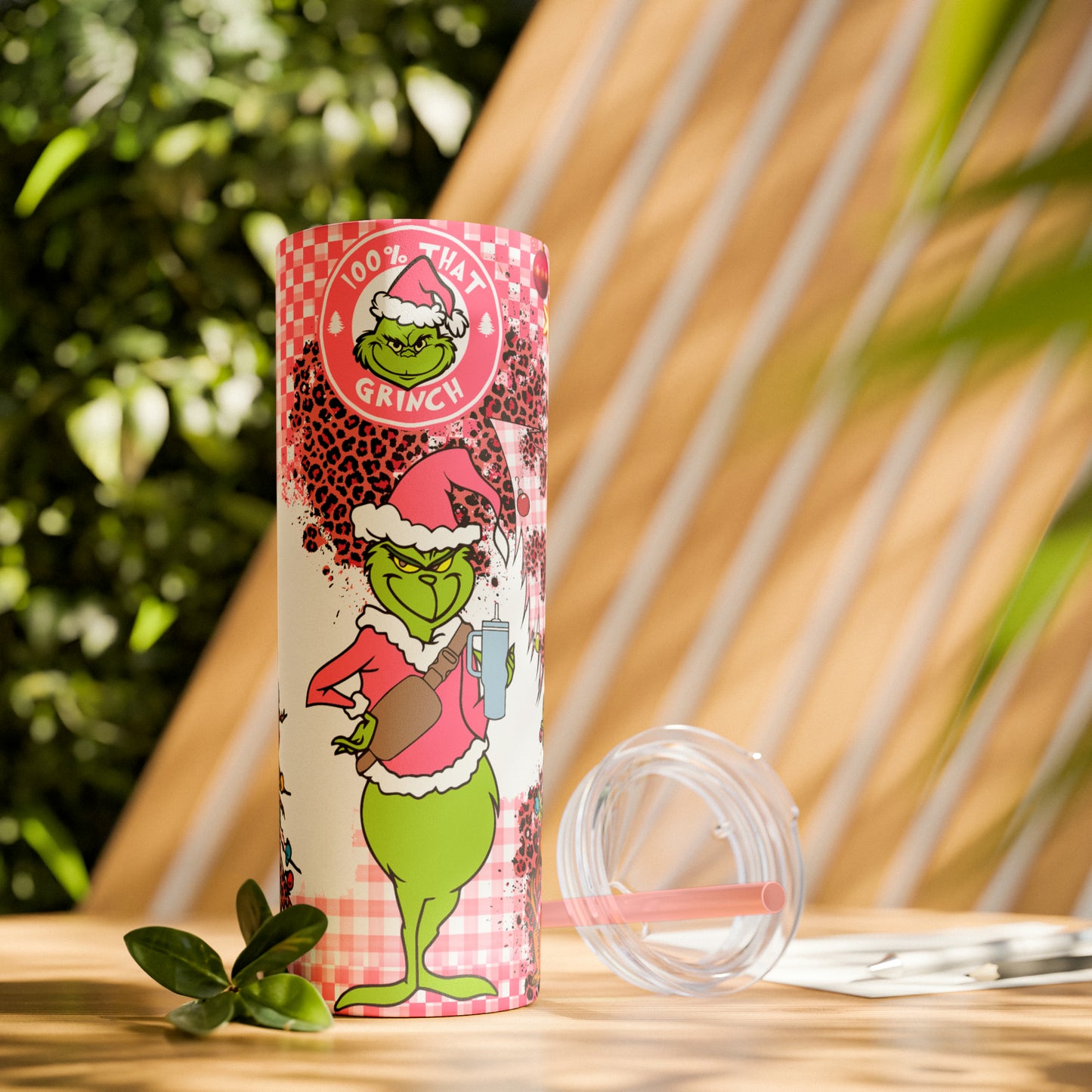 100% That Grinch!  Skinny Tumbler with Straw, 20oz