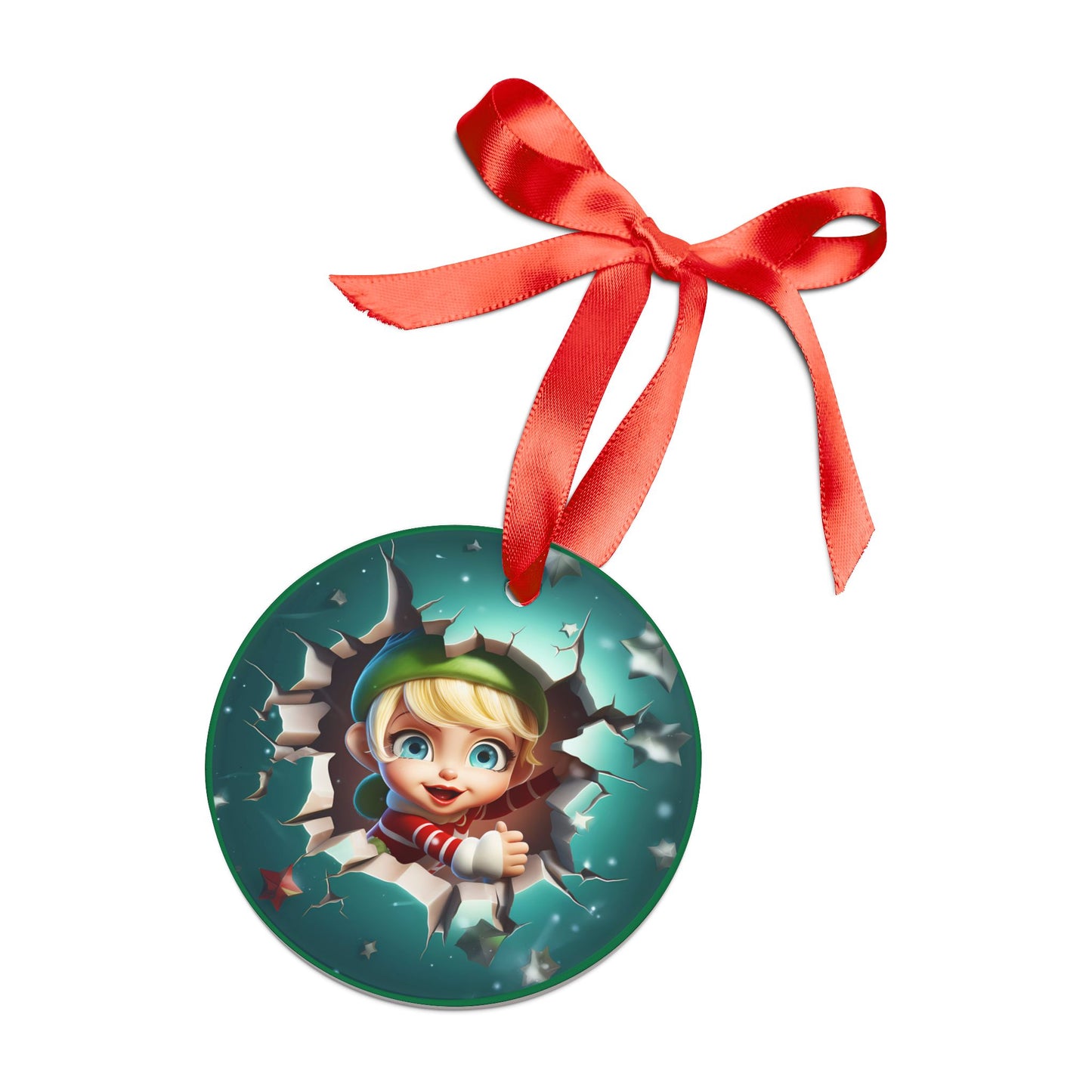 2024 Girl Elf Christmas Acrylic Ornament with Ribbon