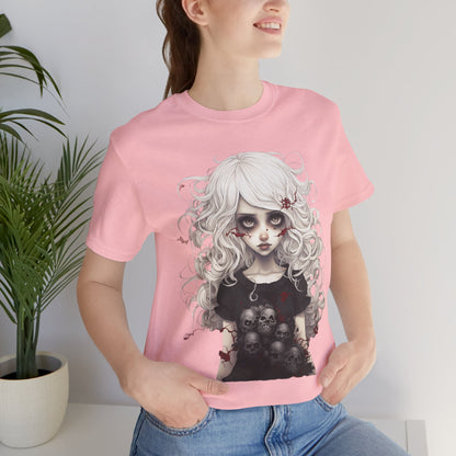 Creepy Doll Halloween Unisex Jersey Short Sleeve Tee