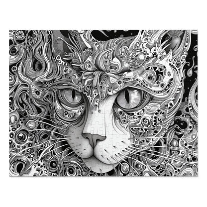 Black and White Cat Sketch Jigsaw Puzzle (30, 110, 252, 500,1000-Piece)