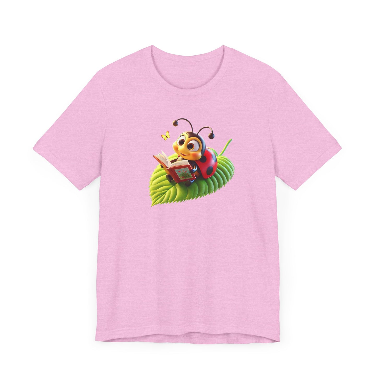 Reading Ladybug  Unisex Jersey Tee - Cute Insect Graphic Tee for Nature Lovers