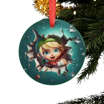 2024 Girl Elf Christmas Acrylic Ornament with Ribbon