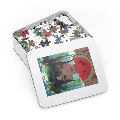 Young Anime Girl with a Watermelon  Jigsaw Puzzle (30, 110, 252, 500,1000-Piece)