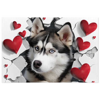 Valentine's Breakout Husky Jigsaw Puzzle (30, 110, 252, 500,1000-Piece)