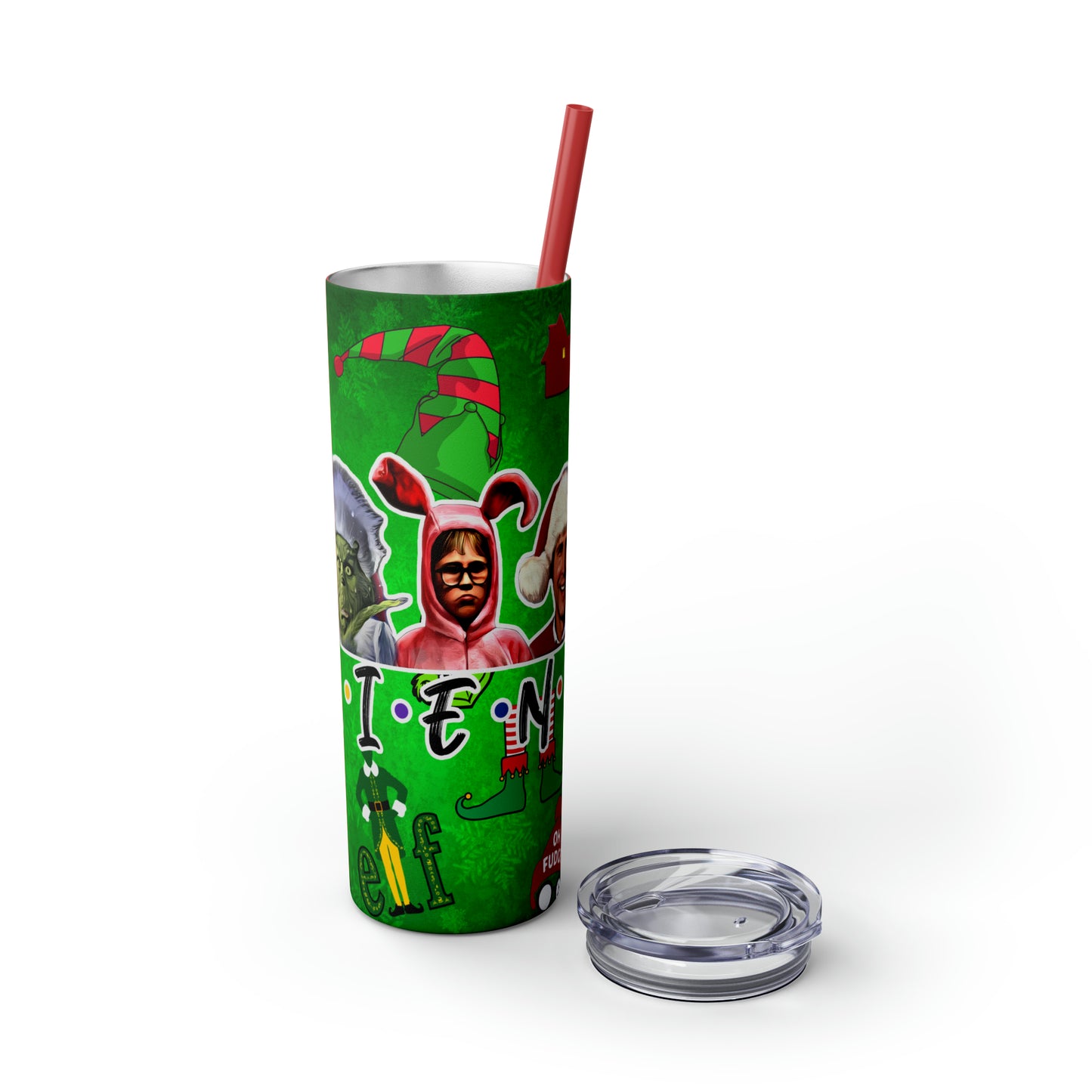 Christmas Friends  Skinny Tumbler with Straw, 20oz