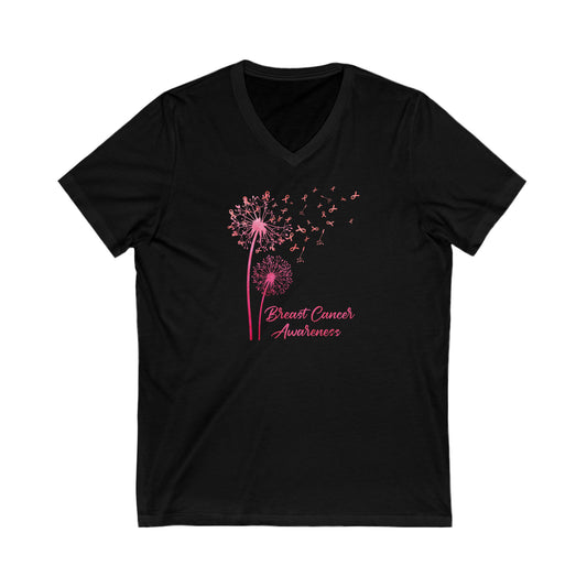 Breast Cancer Awareness Unisex Jersey Short Sleeve V-Neck Tee