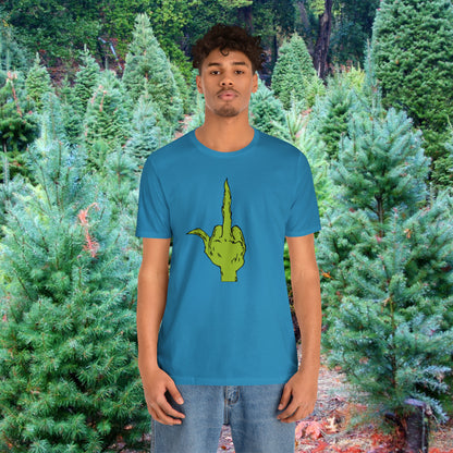 Grinch Middle Finger  Unisex Jersey Short Sleeve Tee