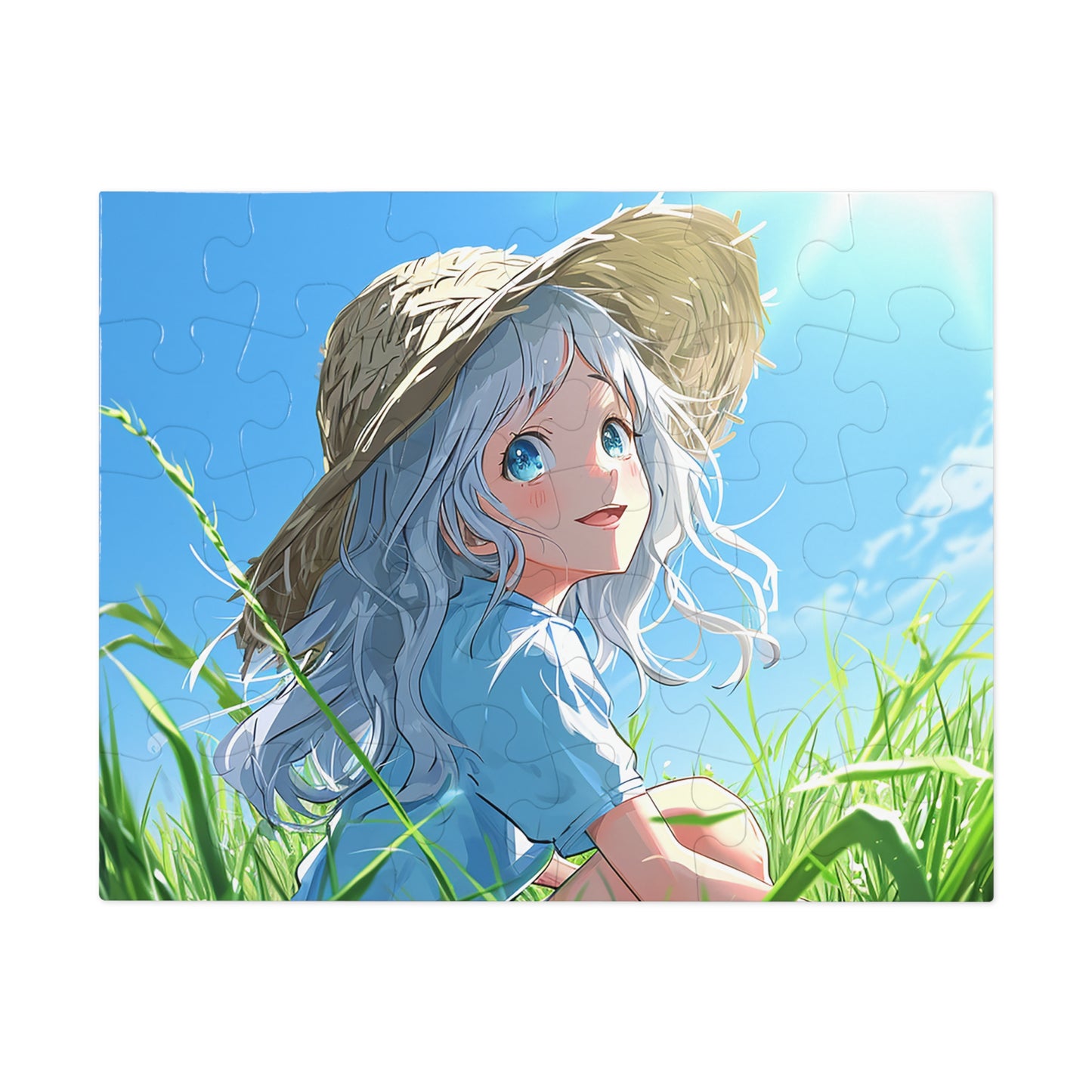 Anime Girl Sitting in a Field  Jigsaw Puzzle (30, 110, 252, 500,1000-Piece)