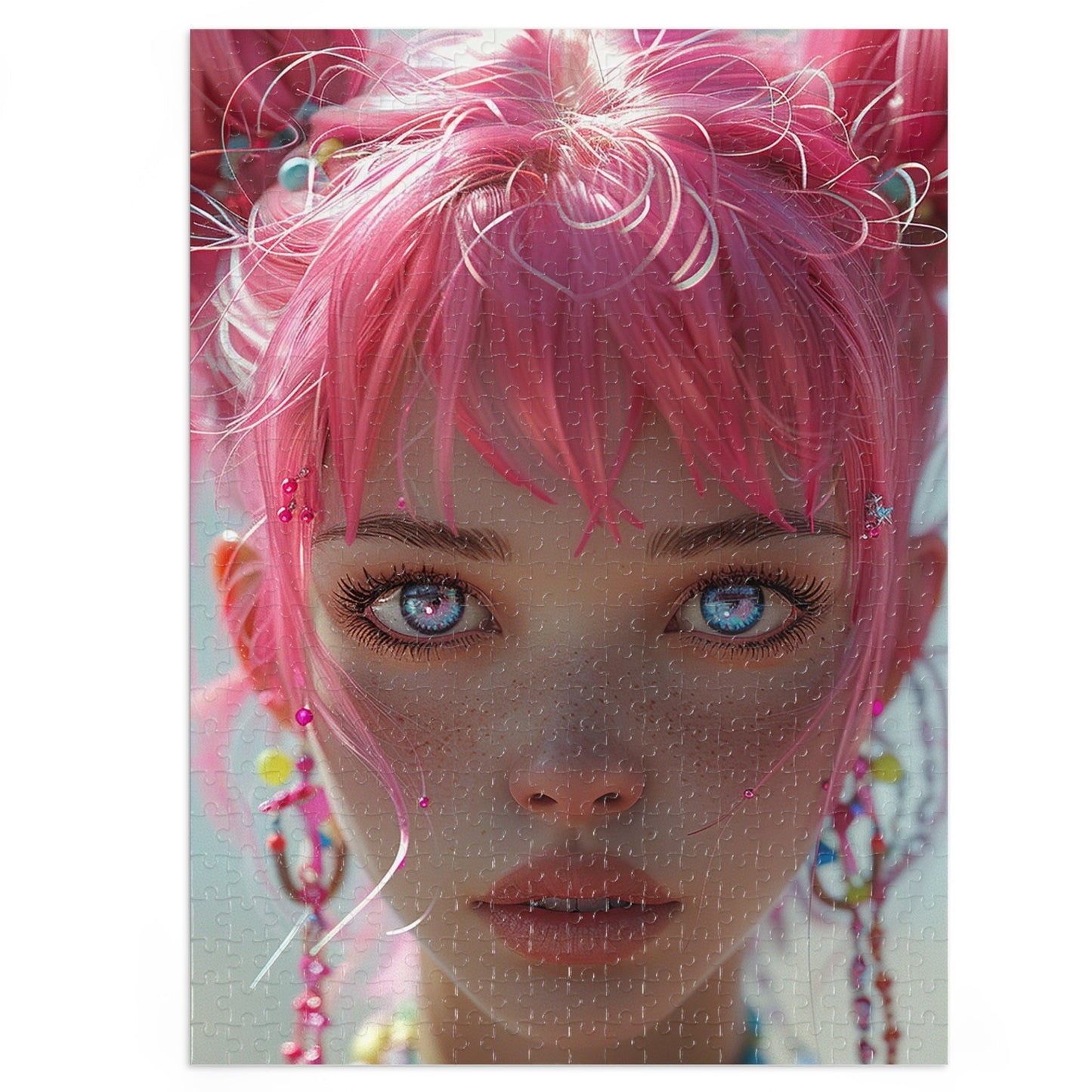 Pink Haired Anime Girl  Jigsaw Puzzle (30, 110, 252, 500,1000-Piece)