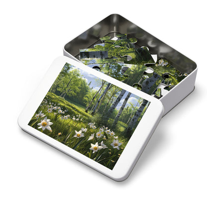 Birch Trees and Daffodils  Jigsaw Puzzle (30, 110, 252, 500,1000-Piece)