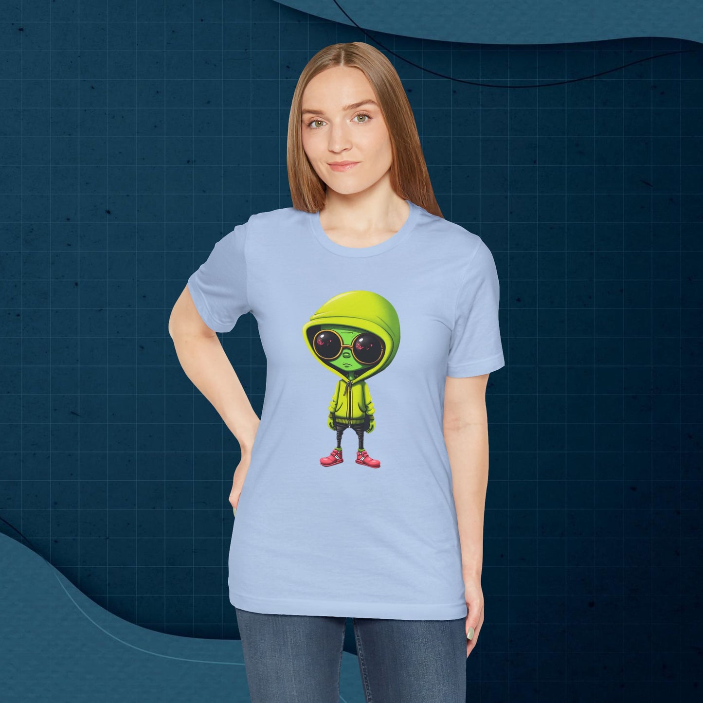 Hip Hop Alien with Grandma's Crew Personalized on Back   Unisex Jersey Short Sleeve Tee
