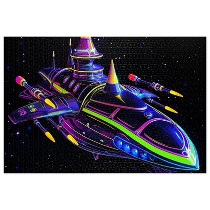 Neon Spaceship Jigsaw Puzzle (30, 110, 252, 500,1000-Piece)