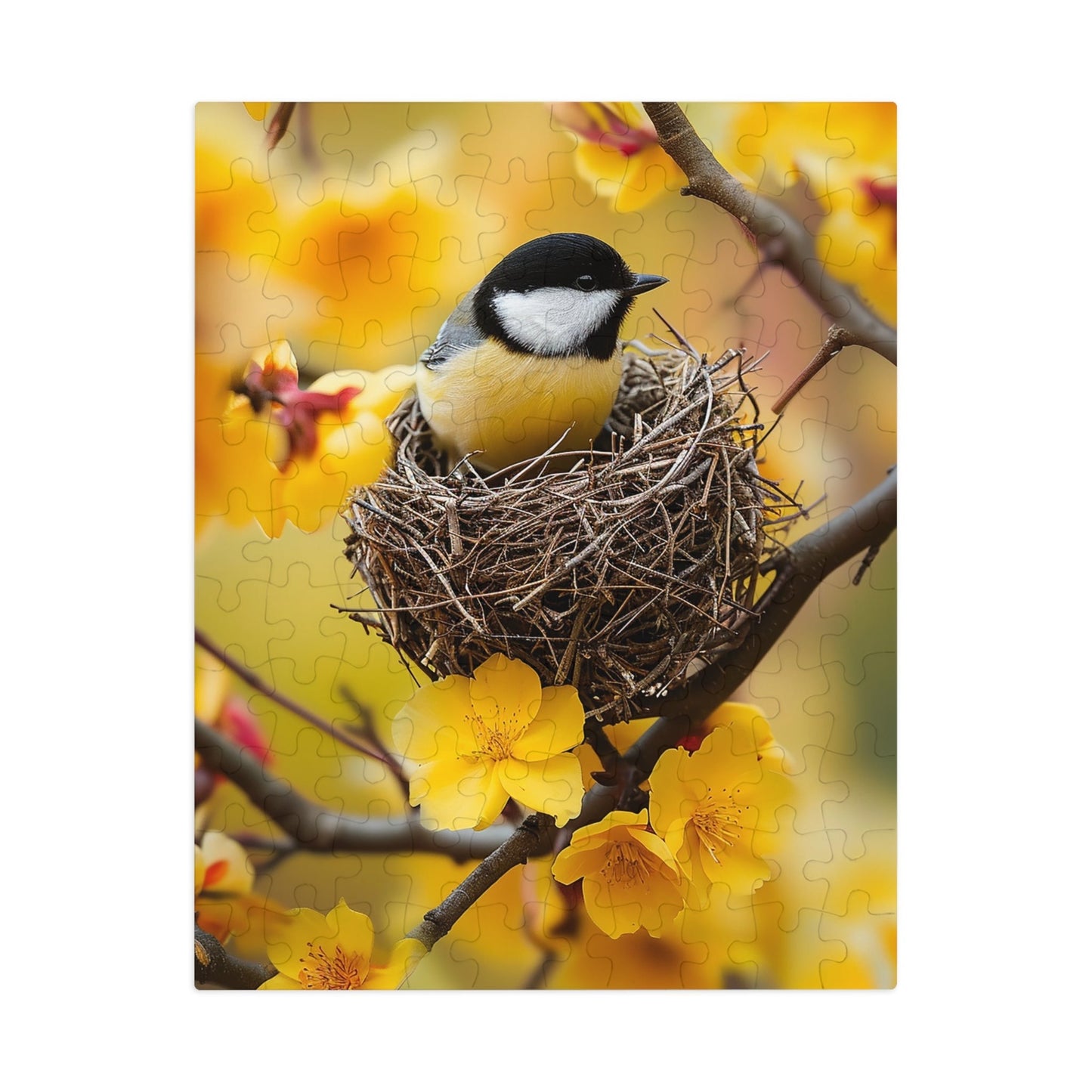 Yellow and Black Bird Nesting Jigsaw Puzzle (30, 110, 252, 500,1000-Piece)