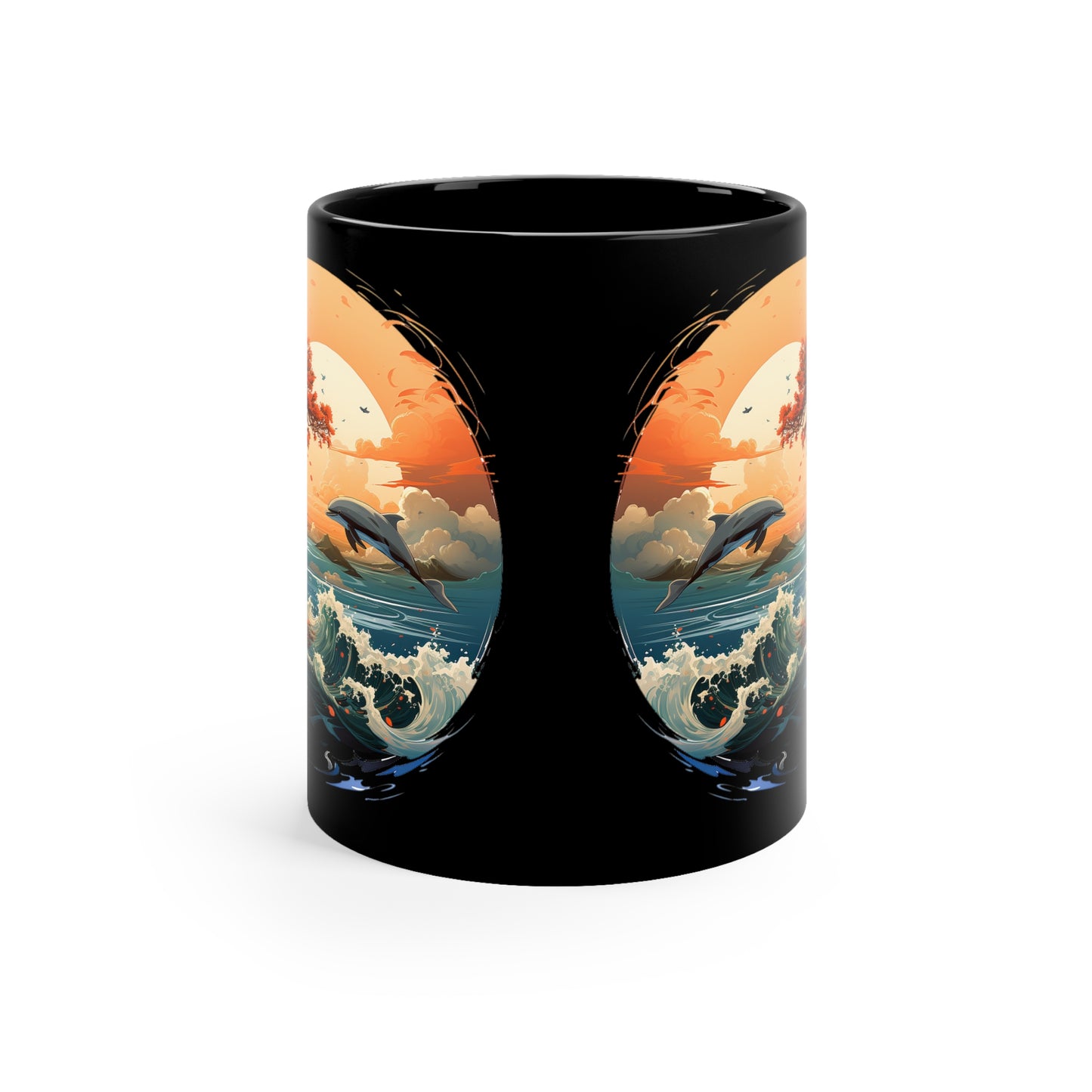 The Malloy Dolphin Collection 11oz Black Mug