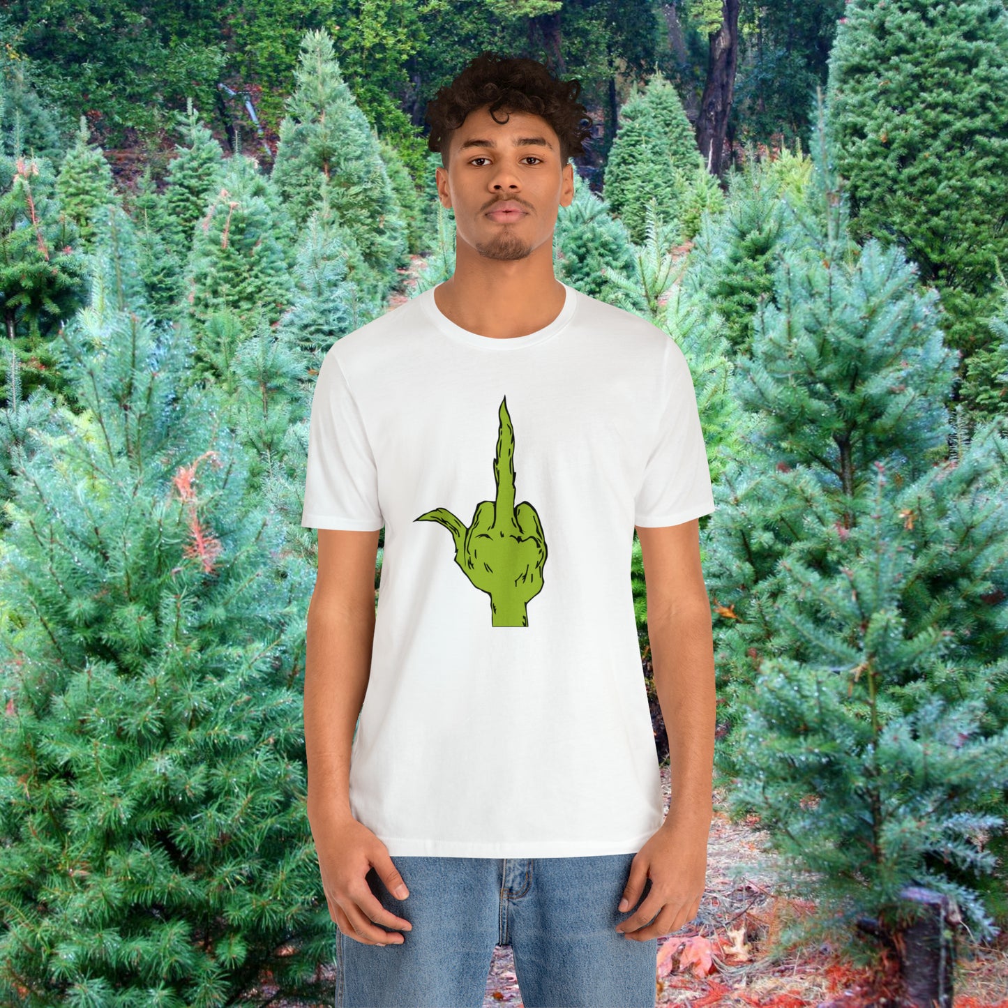 Grinch Middle Finger  Unisex Jersey Short Sleeve Tee