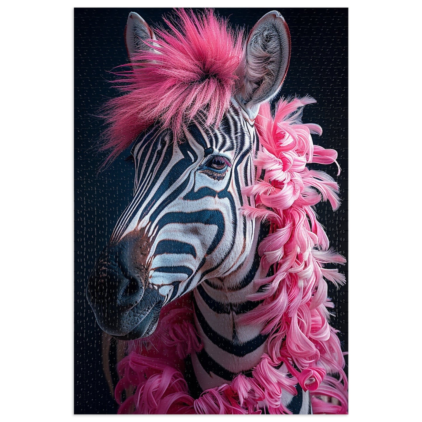 Zebra with Pink Boa Jigsaw Puzzle (30, 110, 252, 500,1000-Piece)