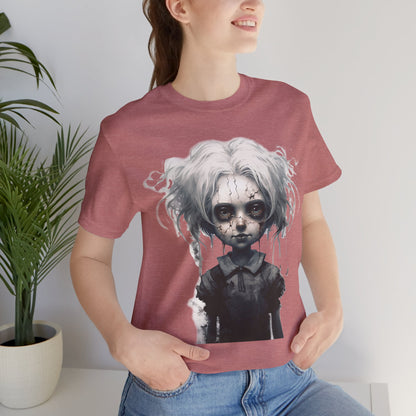 Creepy Doll Halloween Unisex Jersey Short Sleeve Tee