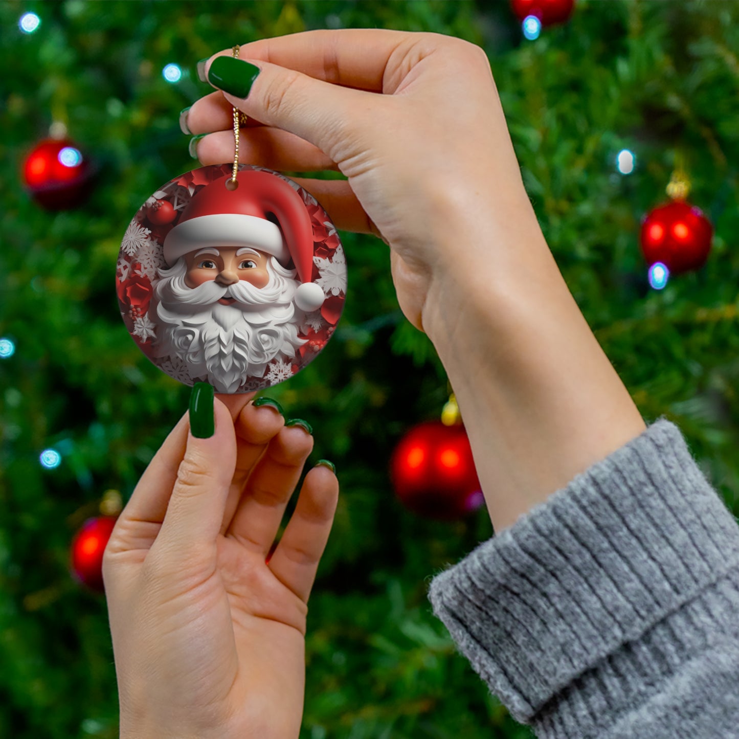 Santa Christmas Ceramic Ornament