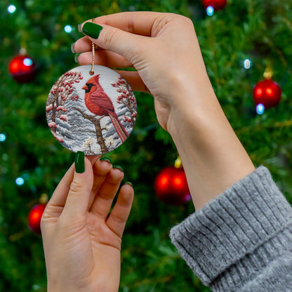 Christmas Cardinal Ceramic Ornament