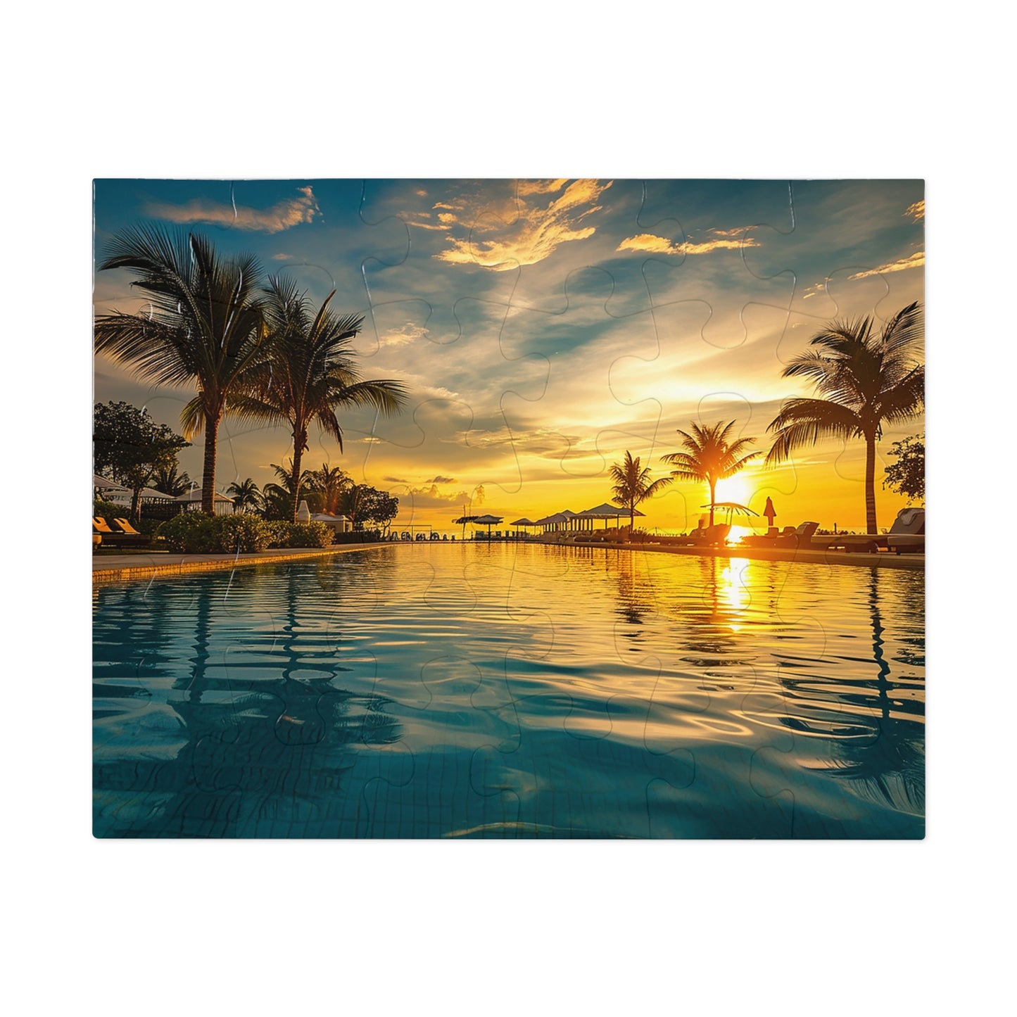 Sunset by the Pool  Jigsaw Puzzle (30, 110, 252, 500,1000-Piece)