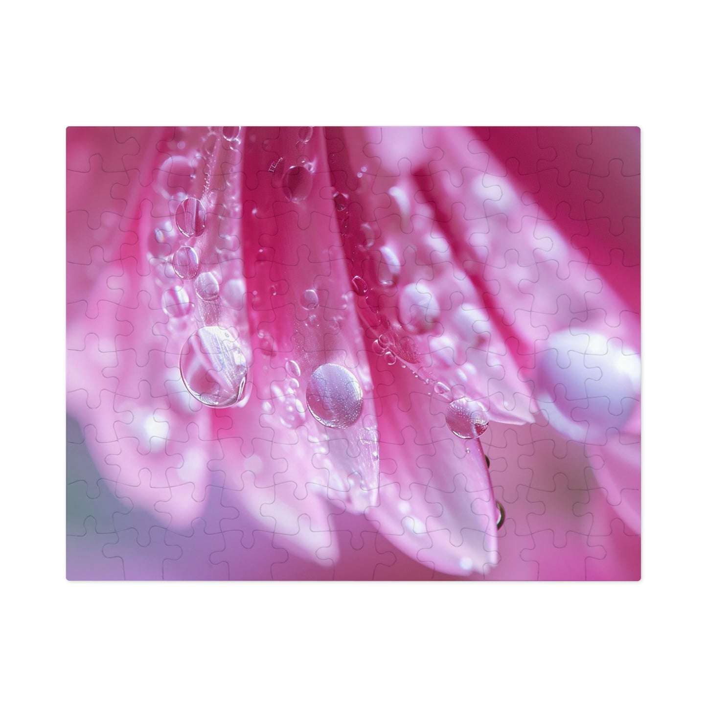 Pink Petals with Dew Drops  Jigsaw Puzzle (30, 110, 252, 500,1000-Piece)