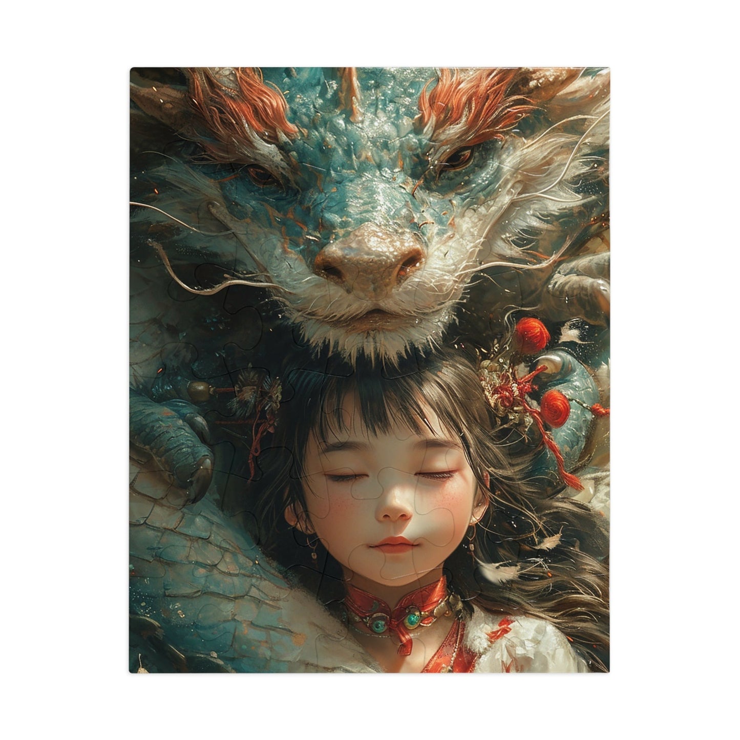 Anime A Girl and her Dragon  Jigsaw Puzzle (30, 110, 252, 500,1000-Piece)