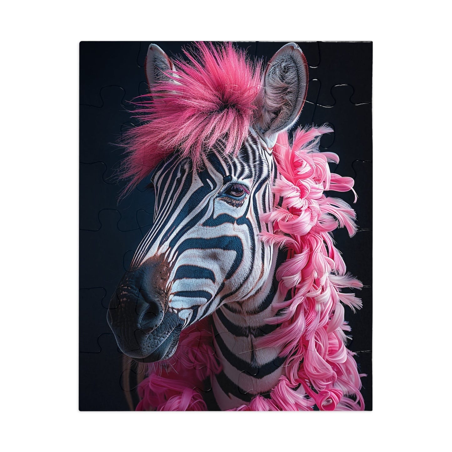 Zebra with Pink Boa Jigsaw Puzzle (30, 110, 252, 500,1000-Piece)