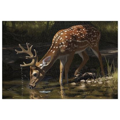 Majestic Buck Dinking from a Lake Jigsaw Puzzle (30, 110, 252, 500,1000-Piece)