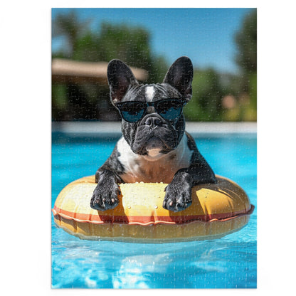 Pool Time Pug  Jigsaw Puzzle (30, 110, 252, 500,1000-Piece)