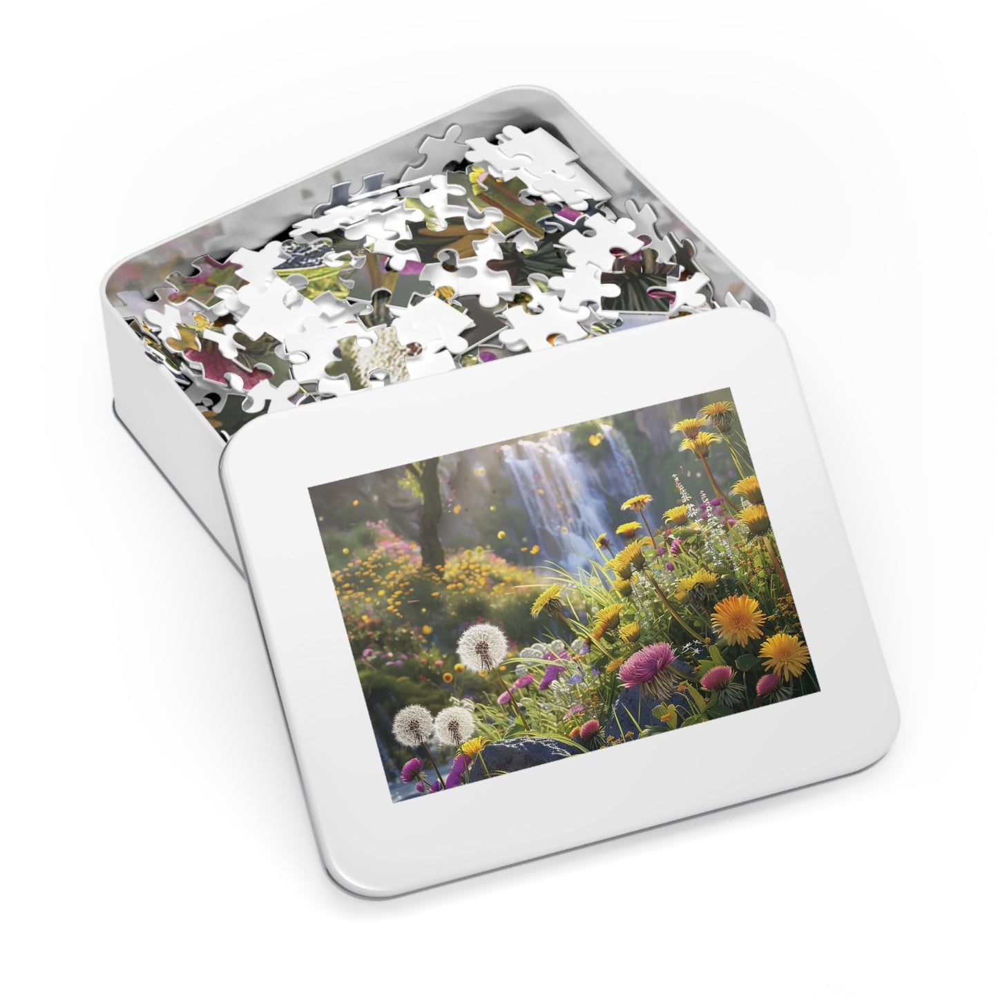 Dandelions by a Waterfall  Jigsaw Puzzle (30, 110, 252, 500,1000-Piece)