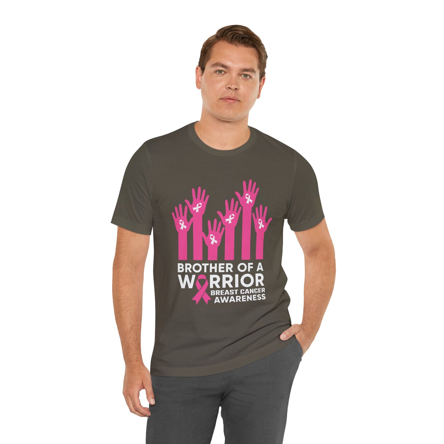 Brother of a Warrior Breast Cancer Awareness Jersey Short Sleeve Tee